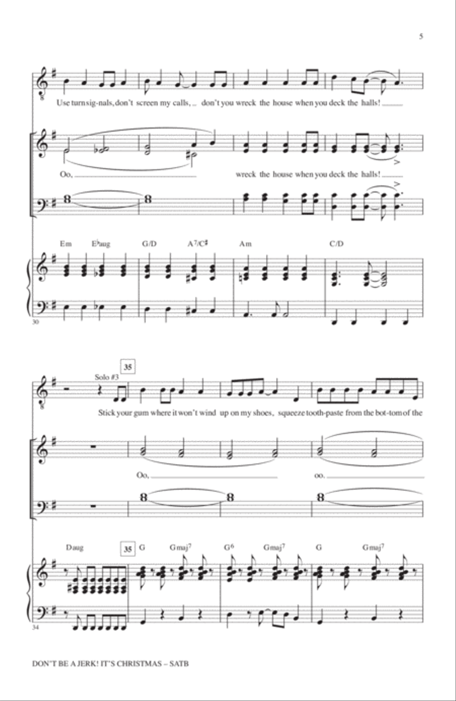 Don't Be A Jerk It's Christmas 4-Part scores gallery preview page 4