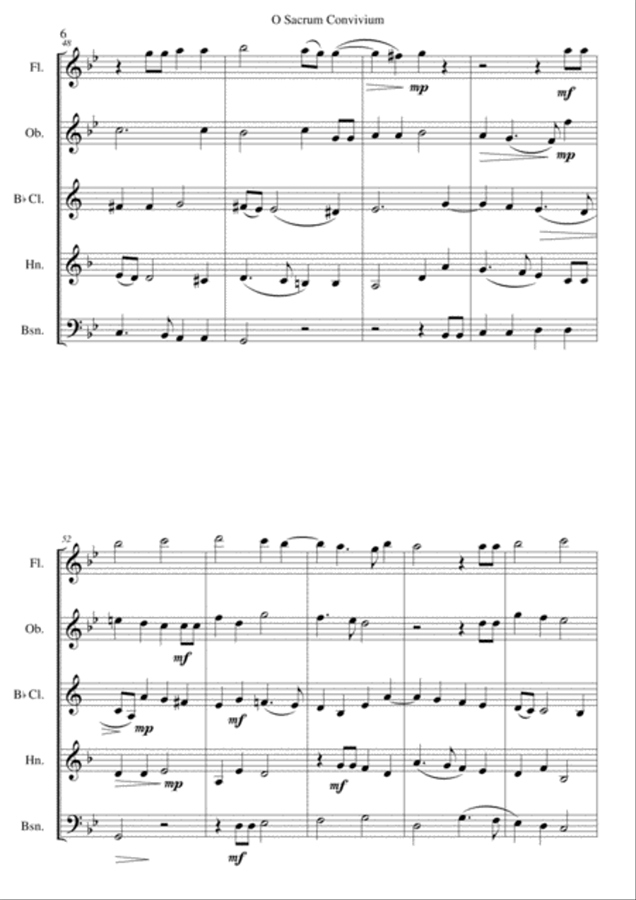 O Sacrum Convivium for wind quintet Woodwind Quintet scores gallery preview page 6