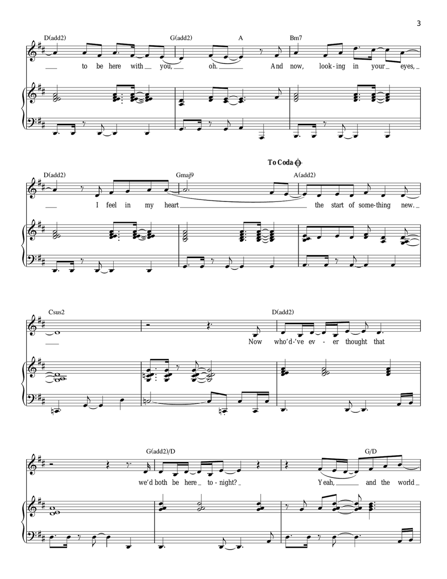 Start Of Something New Piano, Vocal scores gallery preview page 3