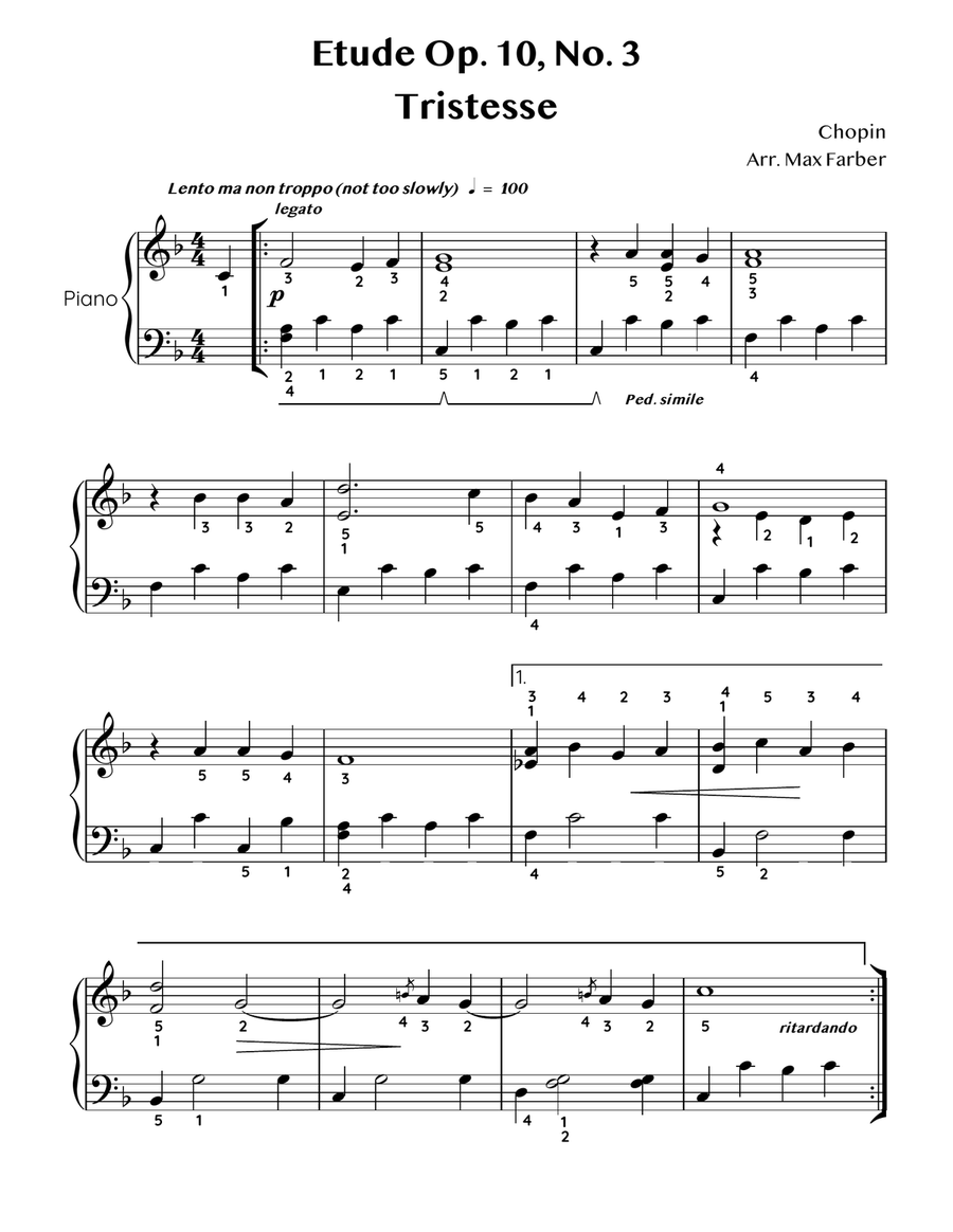 Book cover for Chopin - Tristesse Etude Op. 10 No. 3