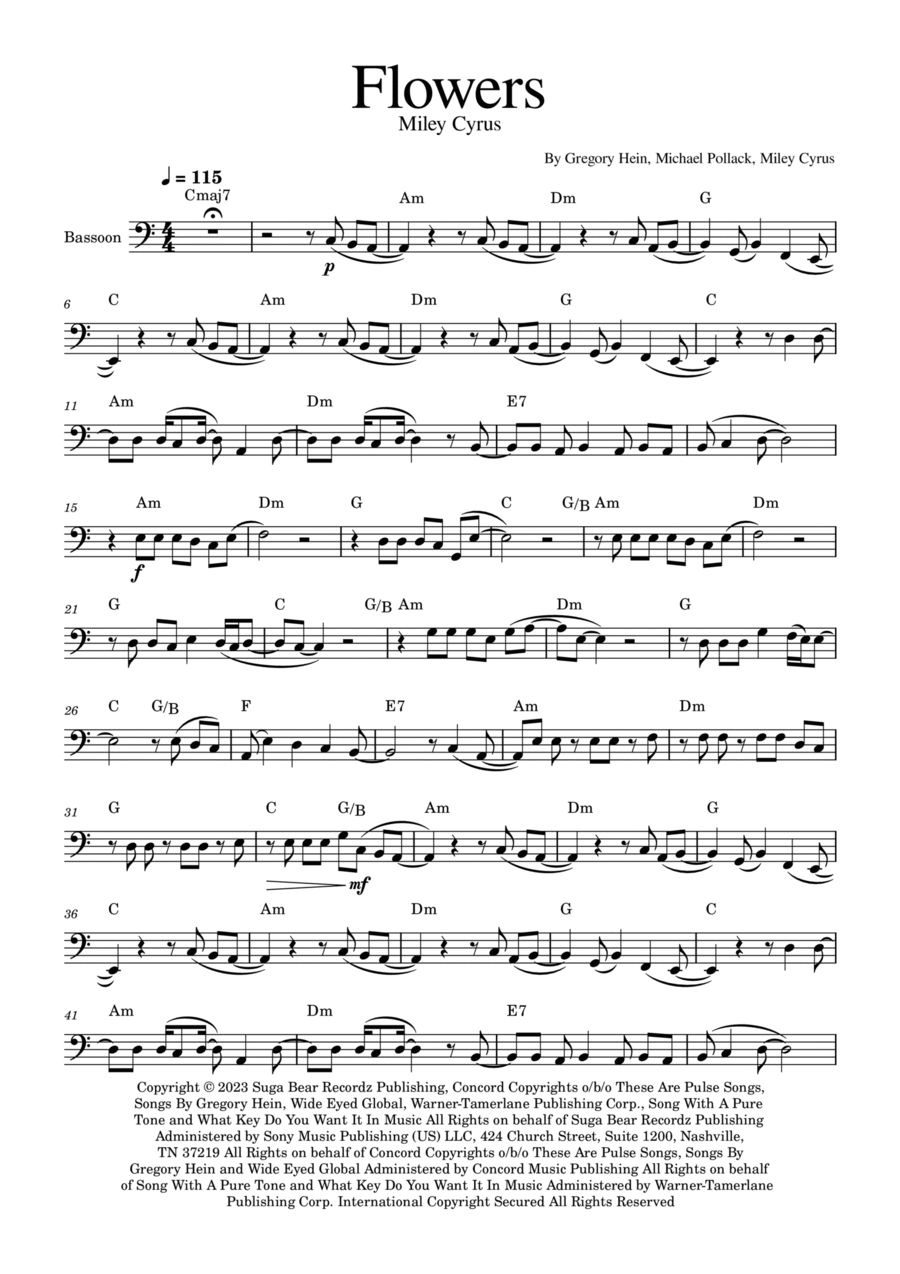 Flowers Bassoon Solo scores gallery preview page 1