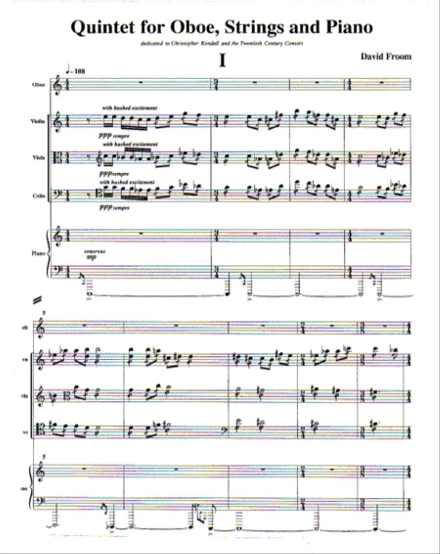 [Froom] Quintet for Oboe, Strings, and Piano Small Ensemble scores gallery preview page 5