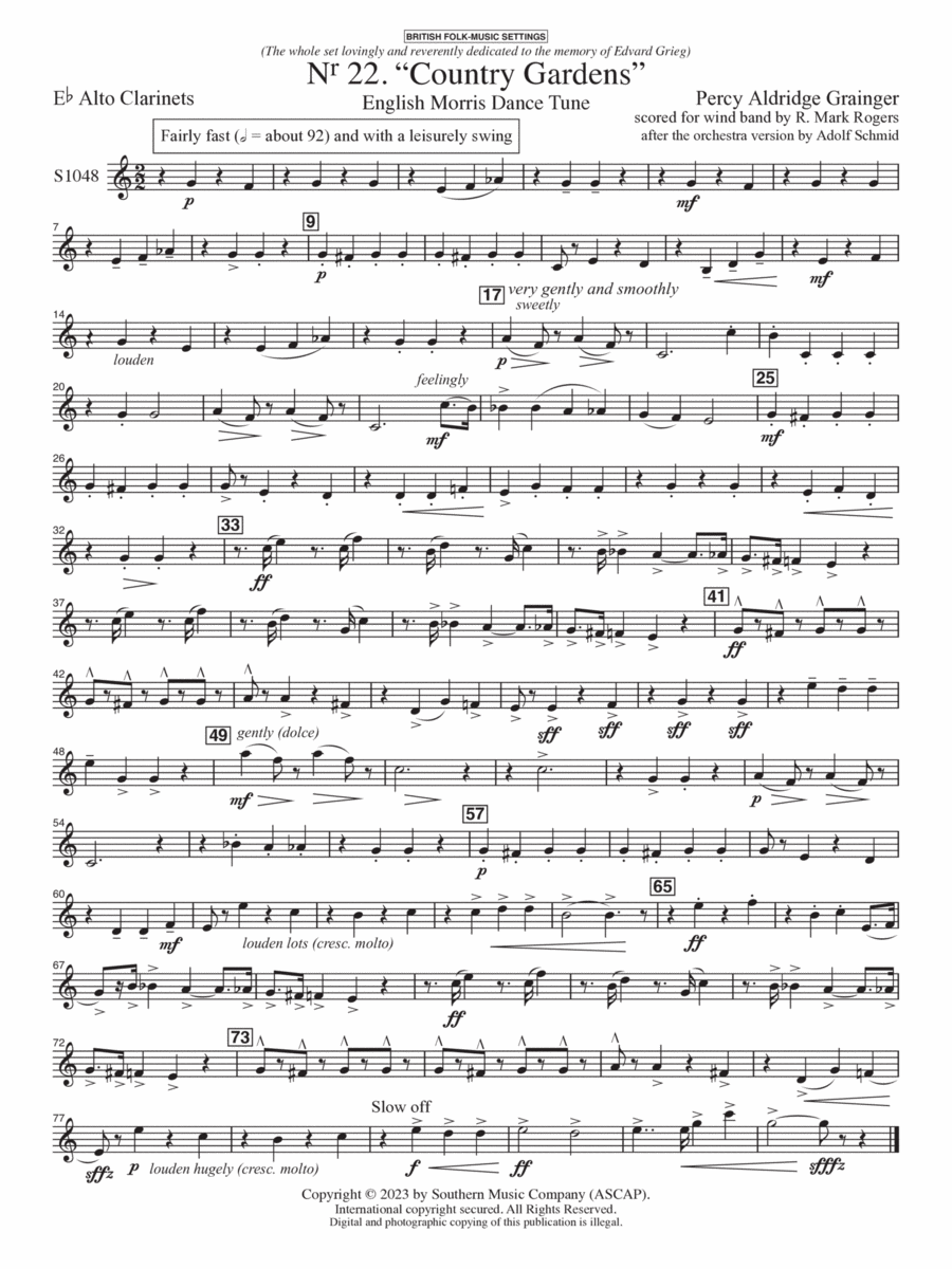 Country Gardens for Symphonic Band - Alto Clarinet Concert Band scores gallery preview page 1