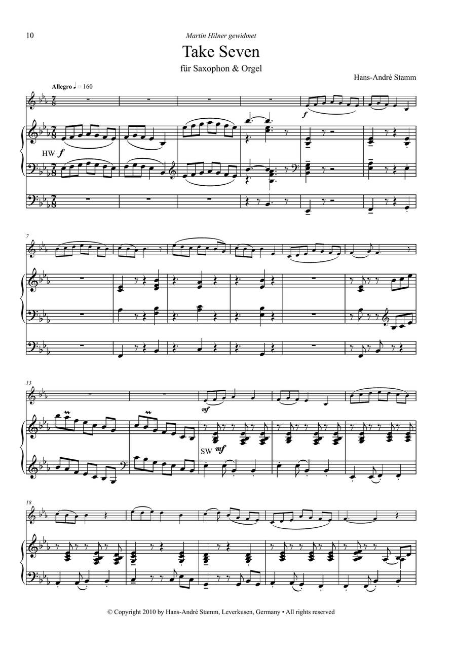 Six Pieces for Saxophone & Organ Woodwind Duet scores gallery preview page 3