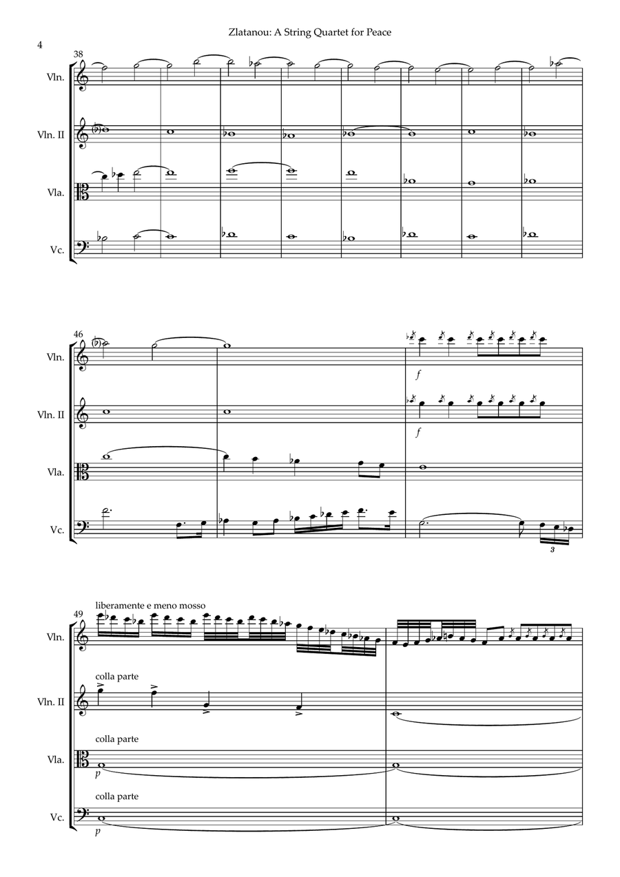 A STRING QUARTET FOR PEACE String Quartet scores gallery preview page 4