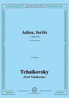 Book cover for Tchaikovsky-Adieu,forêts,from Jeanne D'arc,in E Major,for Voice and Pinao