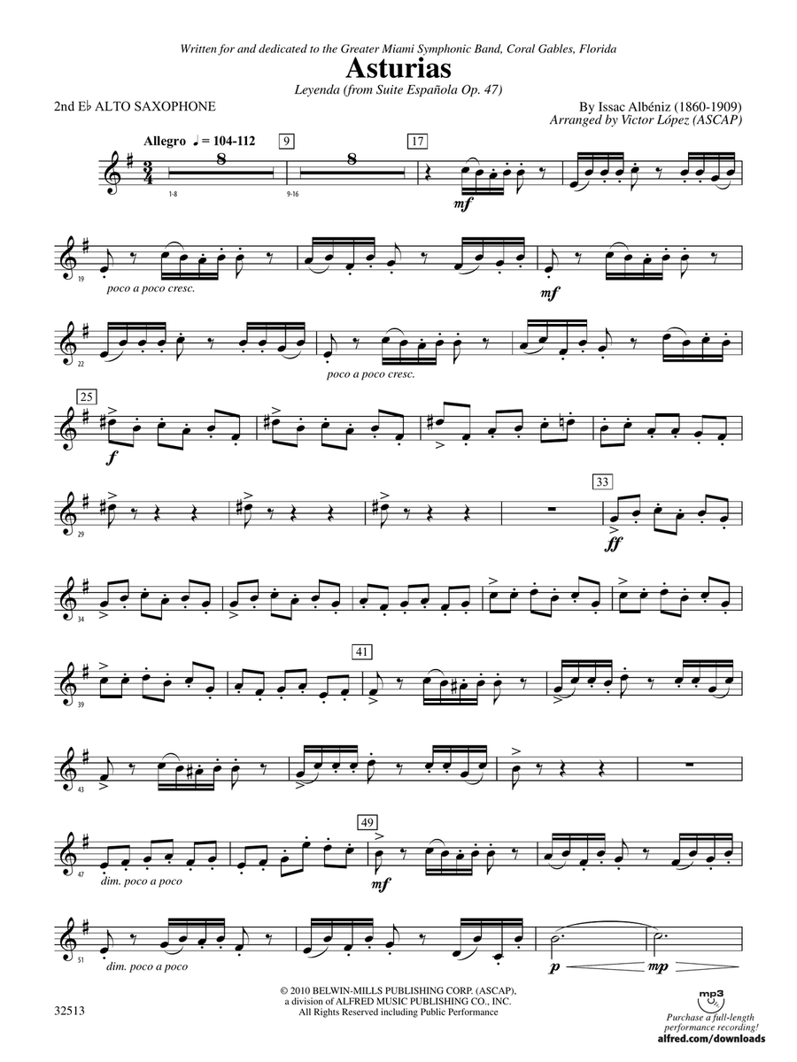 Asturias: 2nd E-flat Alto Saxophone