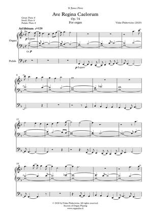 Ave Regina Caelorum, Op. 74 for organ by Vidas Pinkevicius (2020)
