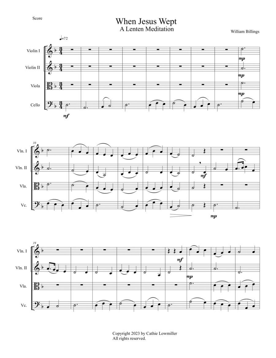 When Jesus Wept: A Lenten Meditation String Quartet scores gallery preview page 1