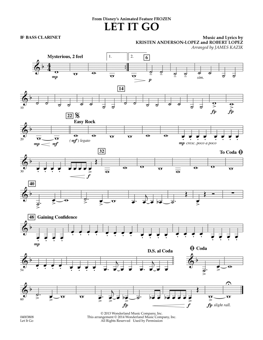 Let It Go - Bb Bass Clarinet Concert Band scores gallery preview page 1