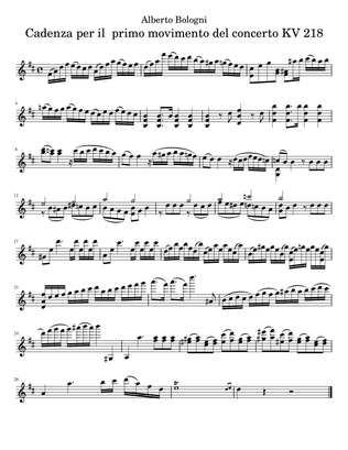Book cover for Cadenzas for Mozart's Violin Concerto KV 218