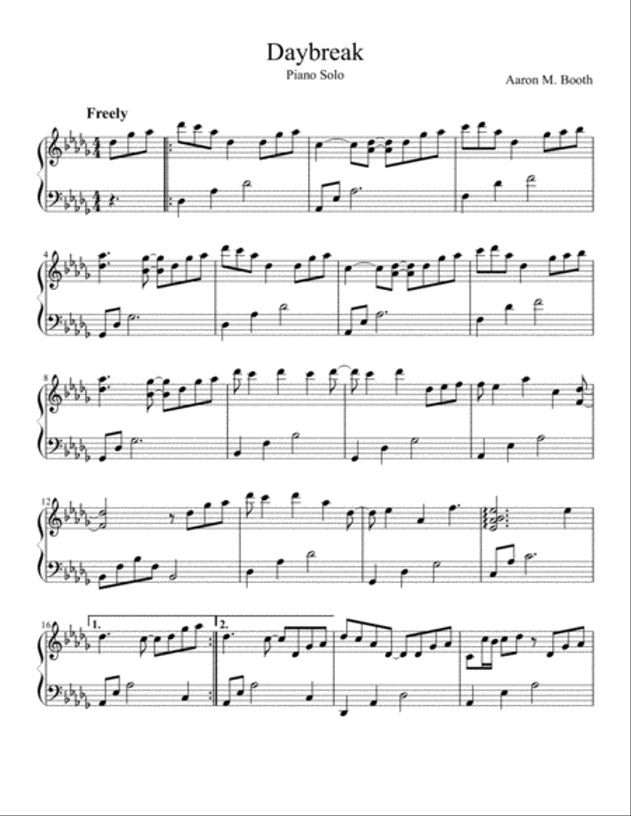 Daybreak Daybreak Piano Solo scores gallery preview page 1