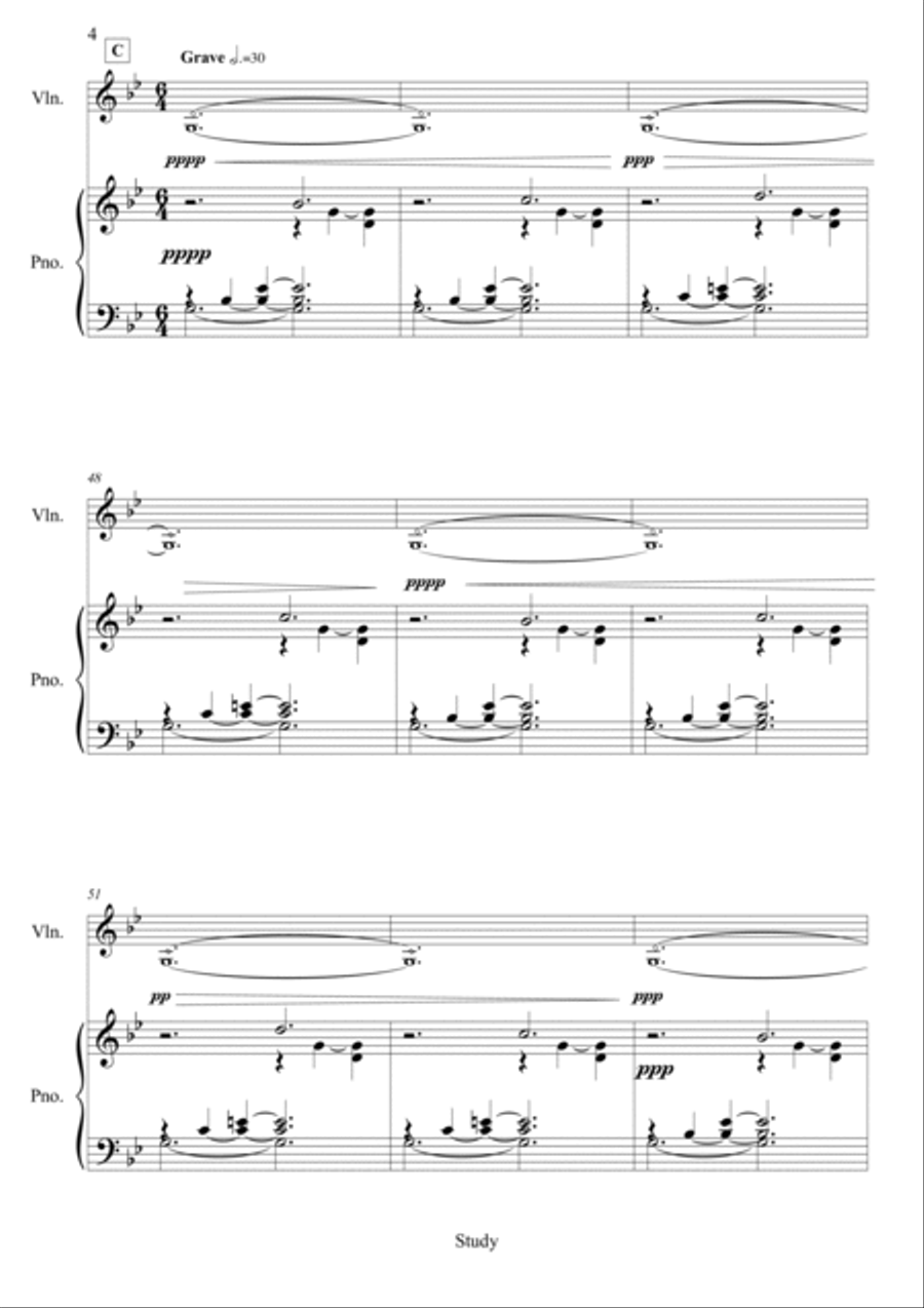 Study - a piece for solo violin and piano Violin Solo scores gallery preview page 4