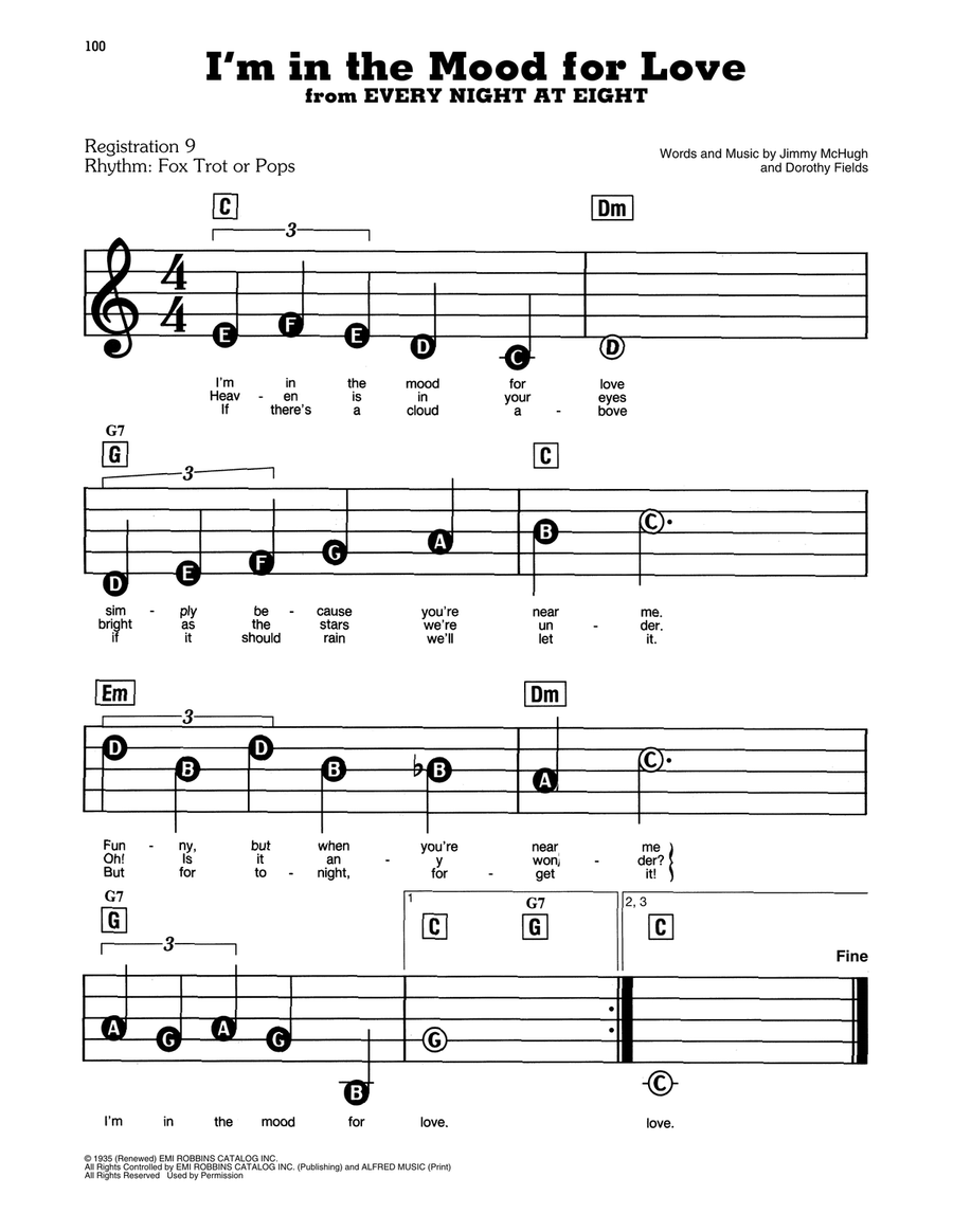 I'm In The Mood For Love (from Every Night At Eight) Electronic Keyboard scores gallery preview page 1