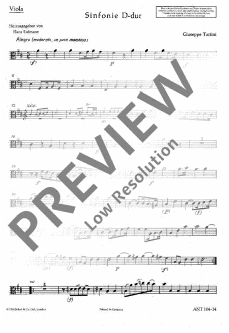Sinfonia D major Viola scores gallery preview page 2