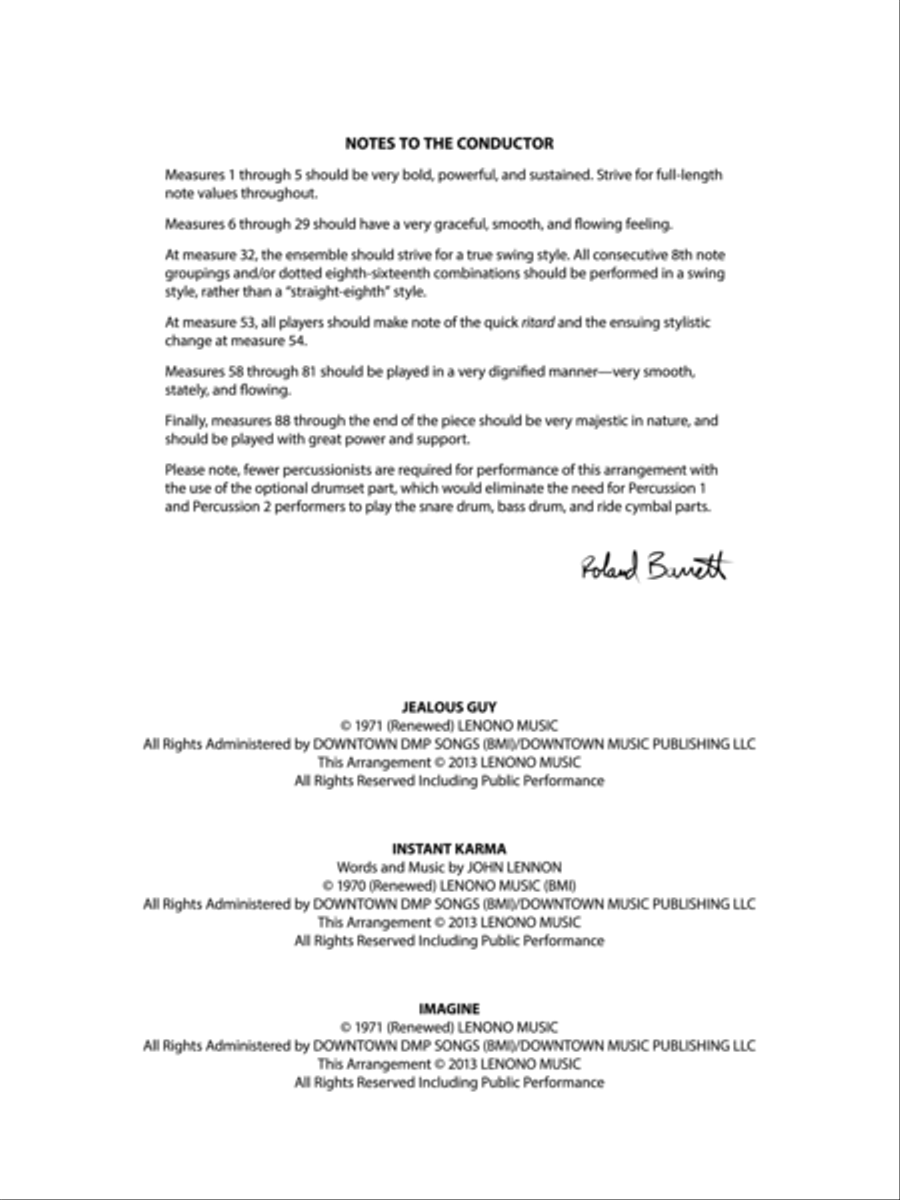 Lennon: Score Lennon: Score Concert Band scores gallery preview page 2