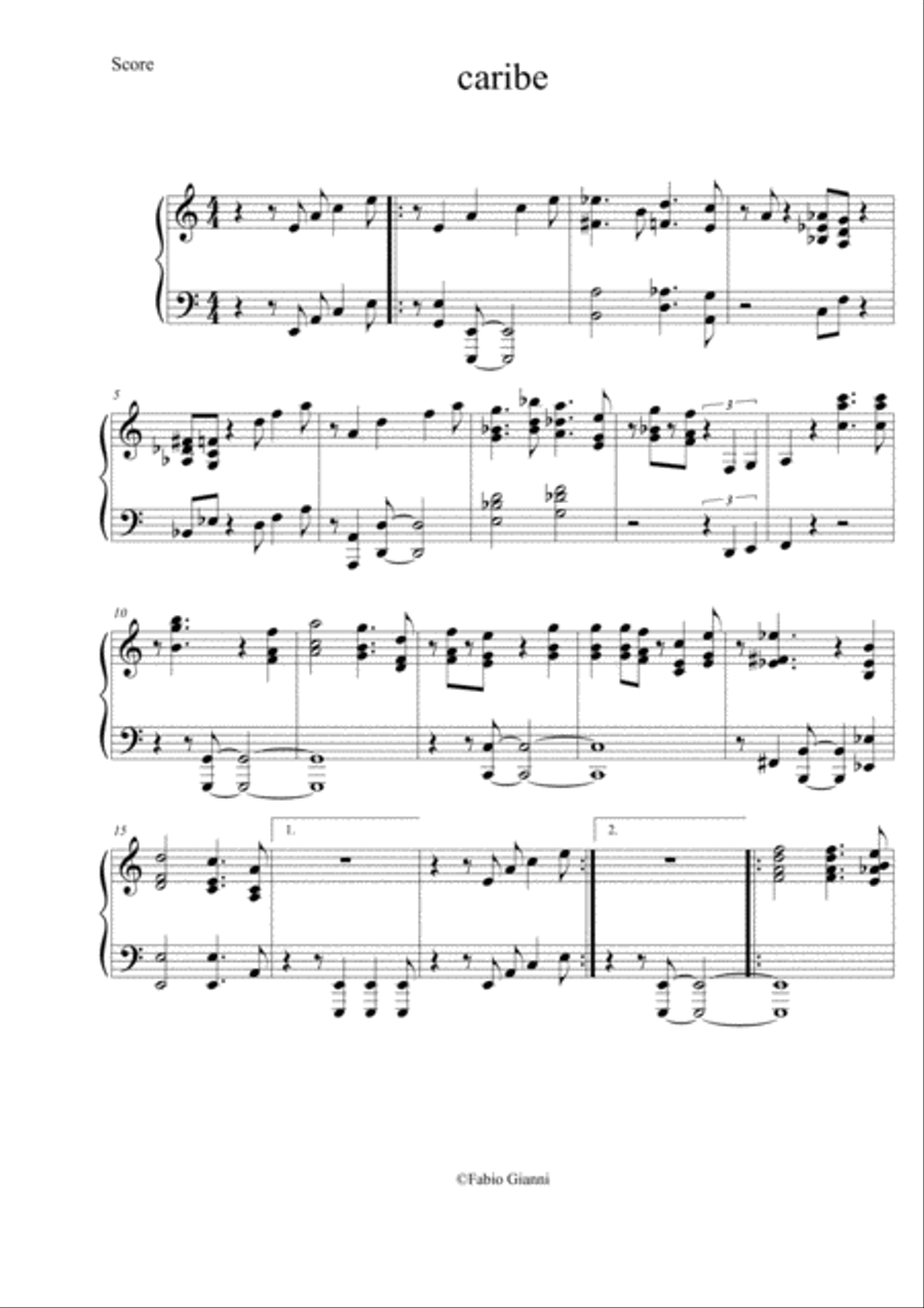 Caribe Piano Solo scores gallery preview page 1