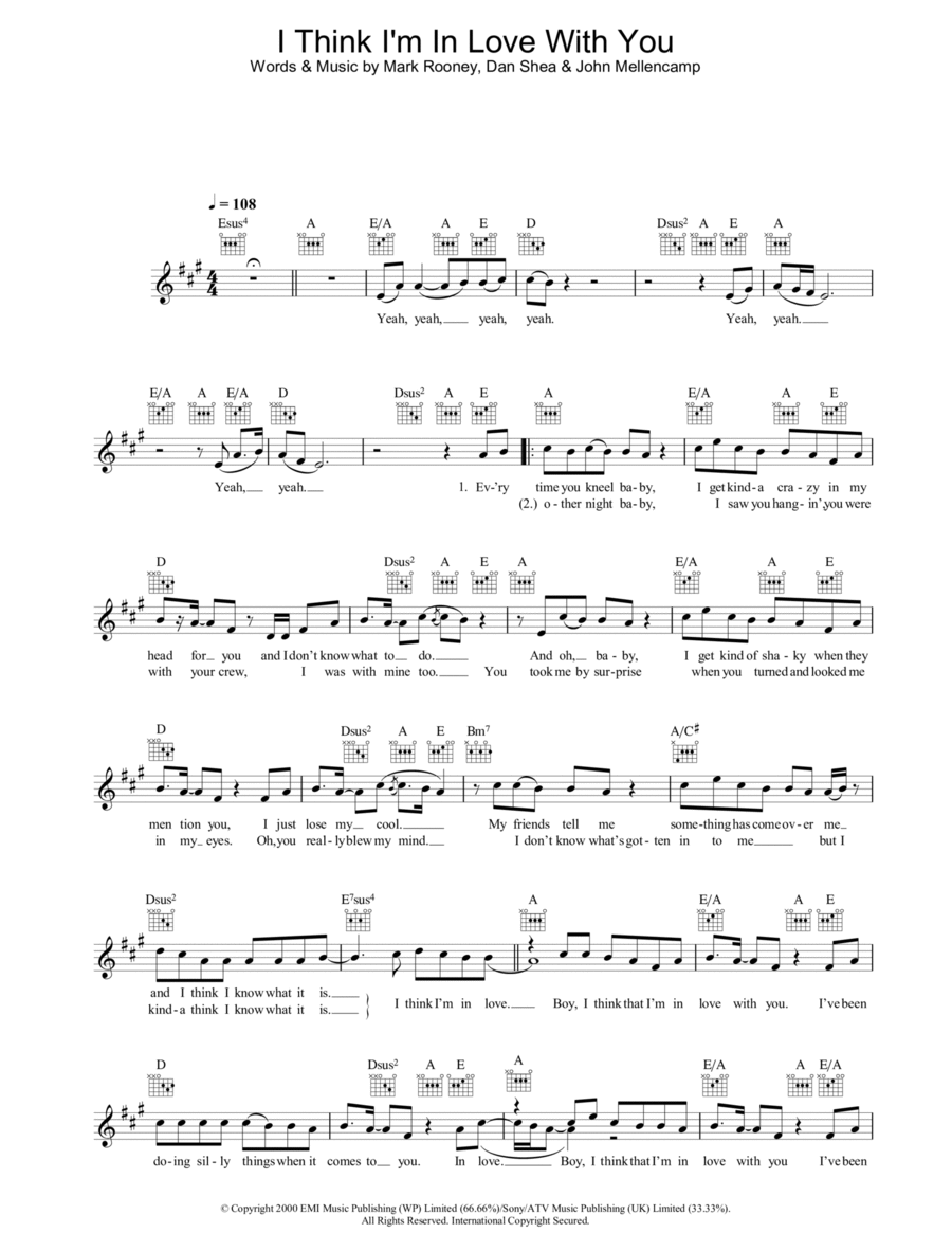 I Think I'm In Love With You Piano scores gallery preview page 1