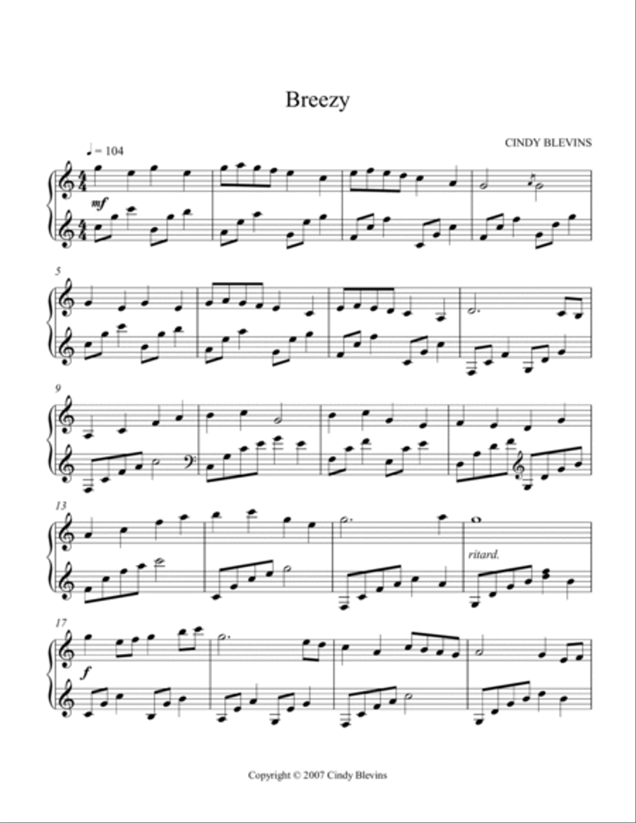 Breezy, original solo for double-strung harp Harp scores gallery preview page 2