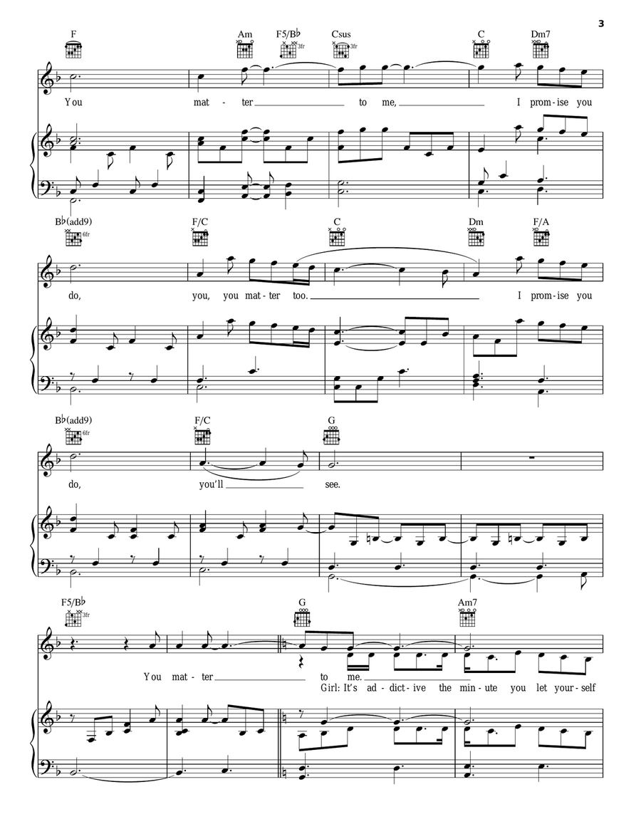 You Matter To Me (from Waitress The Musical) Piano, Vocal, Guitar scores gallery preview page 3