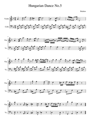 Brahms - Hungarian Dance No.5 (easy string duet)
