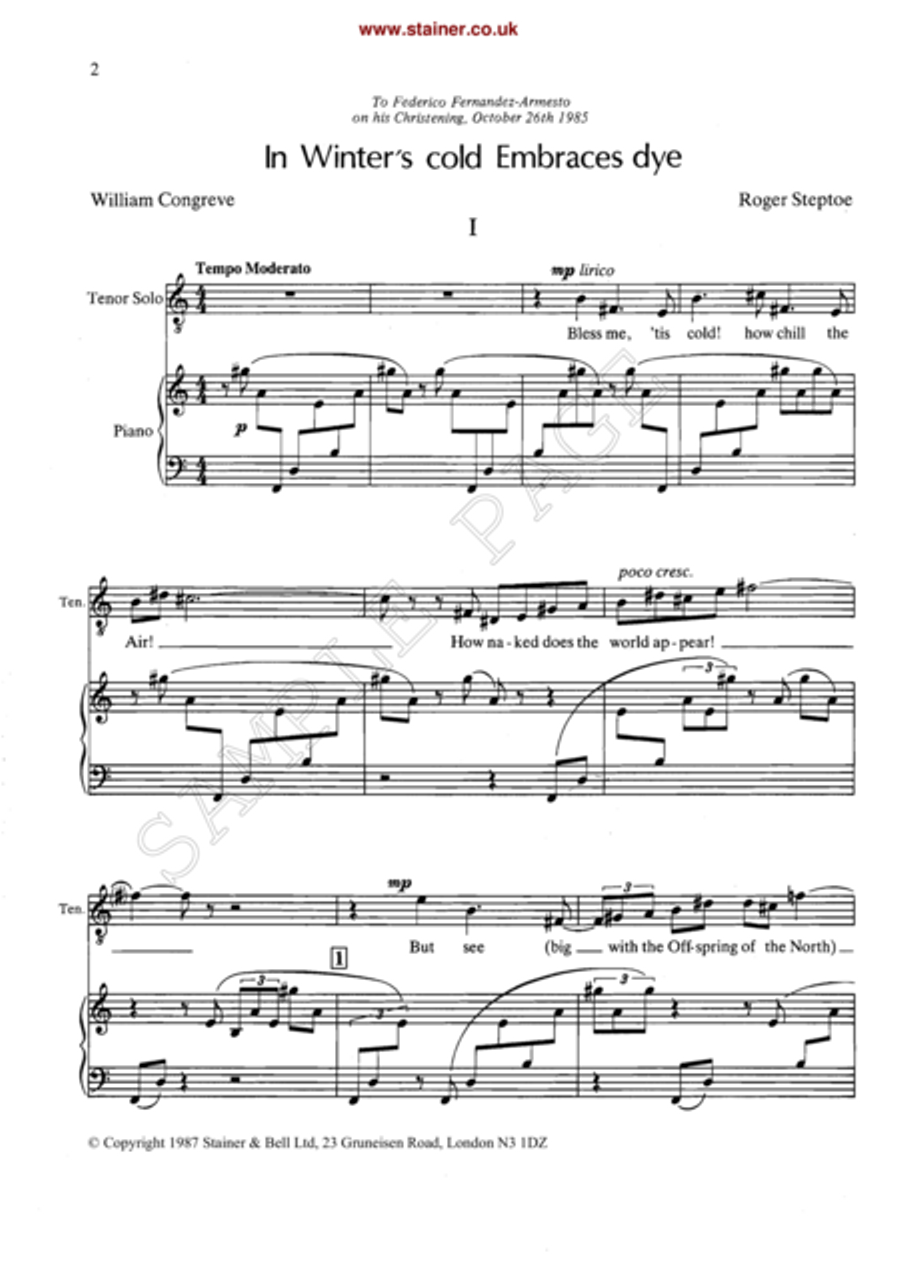 In Winter's Cold Embraces Dye. Vocal Score 4-Part scores gallery preview page 3