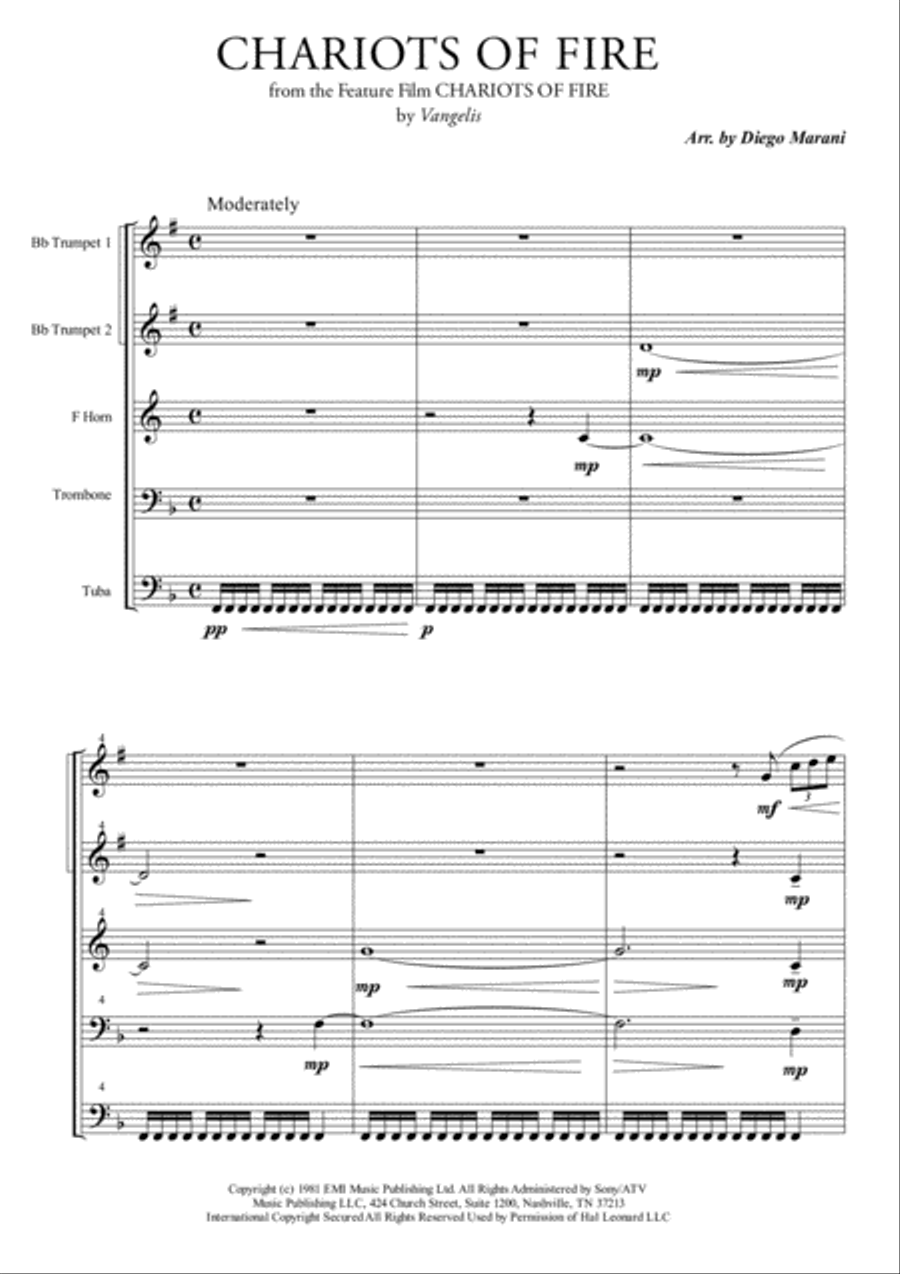 Chariots Of Fire from the Feature Film CHARIOTS OF FIRE Brass Ensemble scores gallery preview page 1