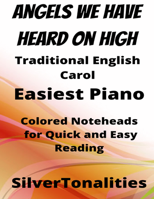 Angels We Have Heard On High Easiest Piano Sheet Music with Colored Notation