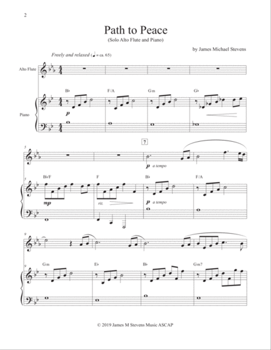 Path to Peace - Alto Flute & Piano Flute Solo scores gallery preview page 2