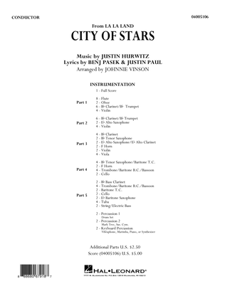 City of Stars (from La La Land) - Conductor Score (Full Score)