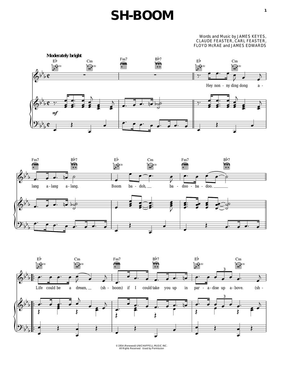 Sh-Boom (Life Could Be a Dream) Piano, Vocal, Guitar scores gallery preview page 1