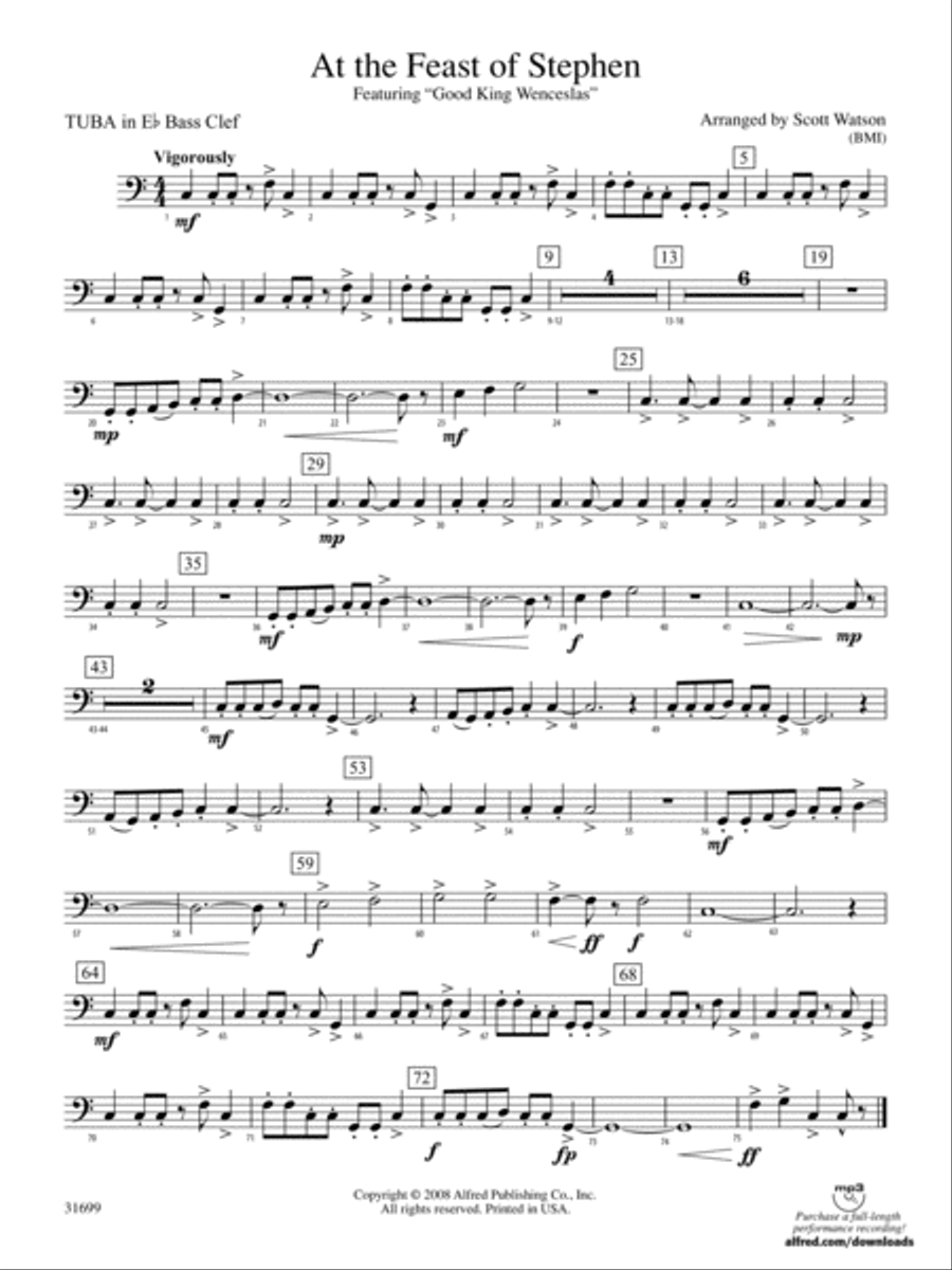At the Feast of Stephen: (World Part) E-flat Tuba B.C. Concert Band scores gallery preview page 1
