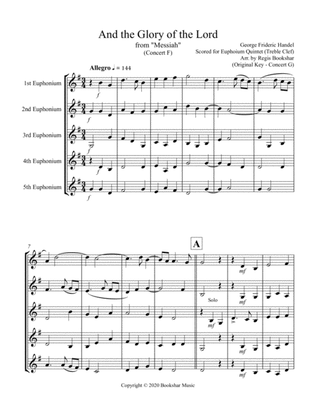 Book cover for And the Glory of the Lord (from "Messiah") (F) (Euphonium Quintet - Treble Clef)