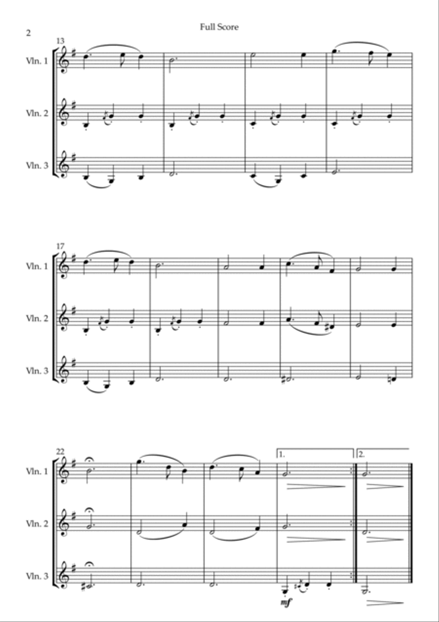 Silent Night (Christmas Song) for Violin Trio String Trio scores gallery preview page 2