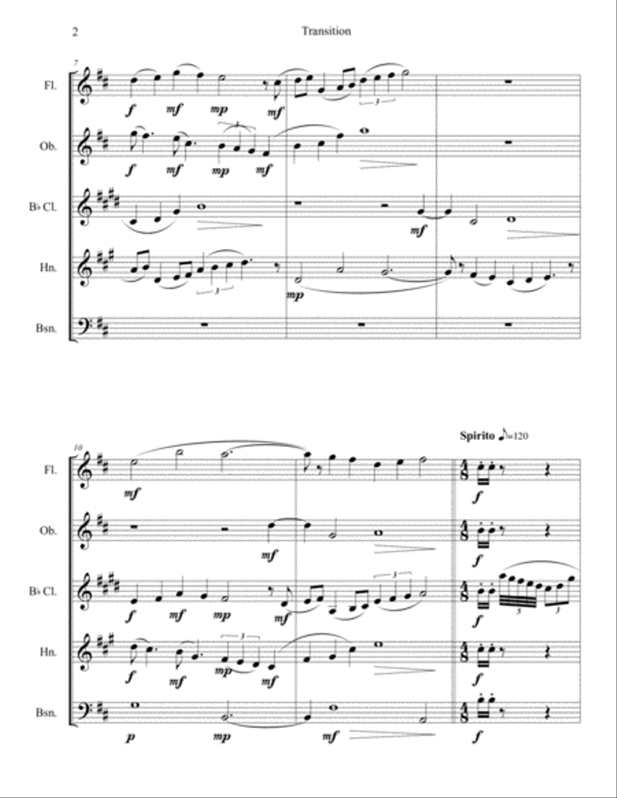 Transition II: Part II of a 3 movement Woodwind Quintet Woodwind Quintet scores gallery preview page 2