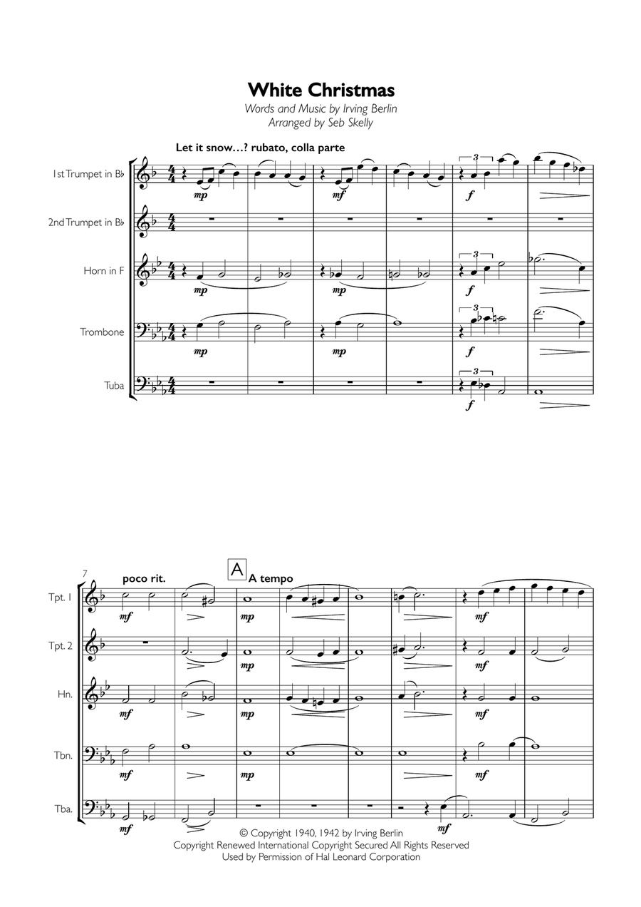 White Christmas White Christmas Brass Ensemble scores gallery preview page 1