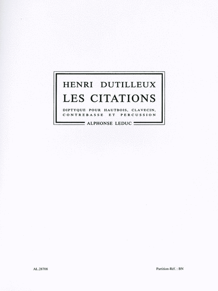 Citations, For Oboe, Harpsichord, Double Bass And Percussion