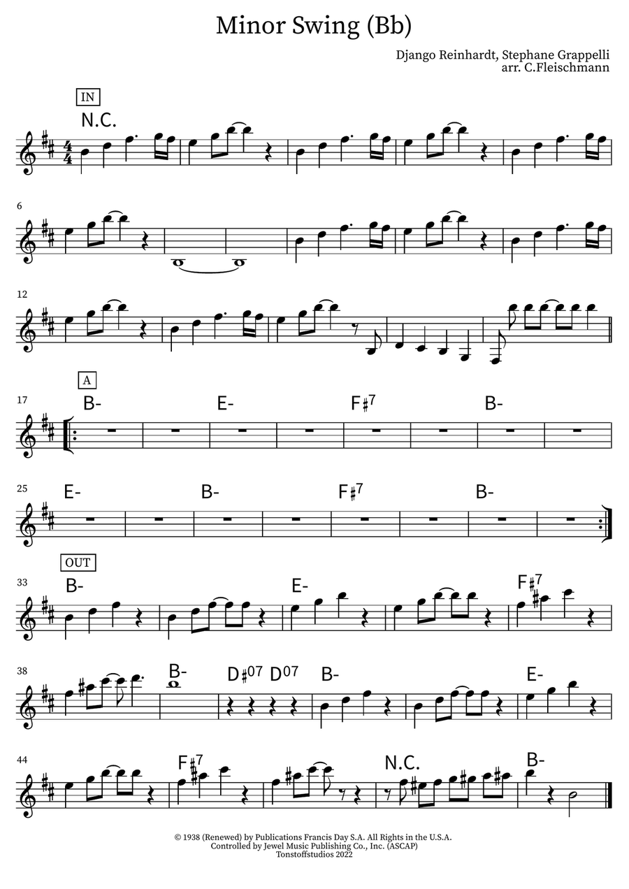 Minor Swing Piano scores gallery preview page 1