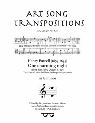 Book cover for PURCELL: One charming night (transposed to G minor)
