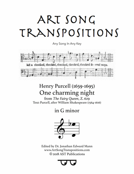 PURCELL: One charming night (transposed to G minor)