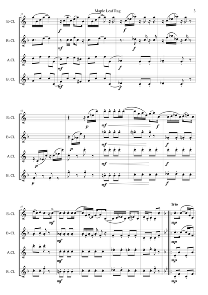 Maple Leaf Rag for clarinet quartet (E flat, B flat, alto and bass) image number null