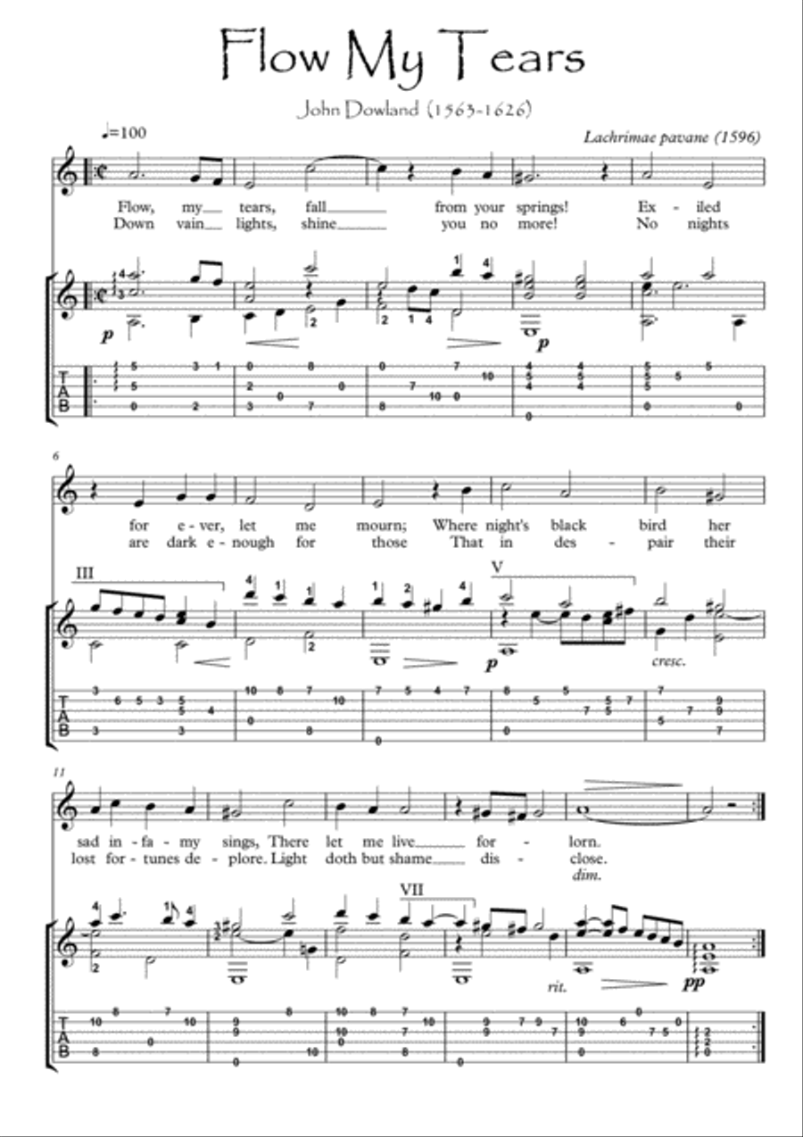 Flow My Tears flute guitar duet Flute scores gallery preview page 1