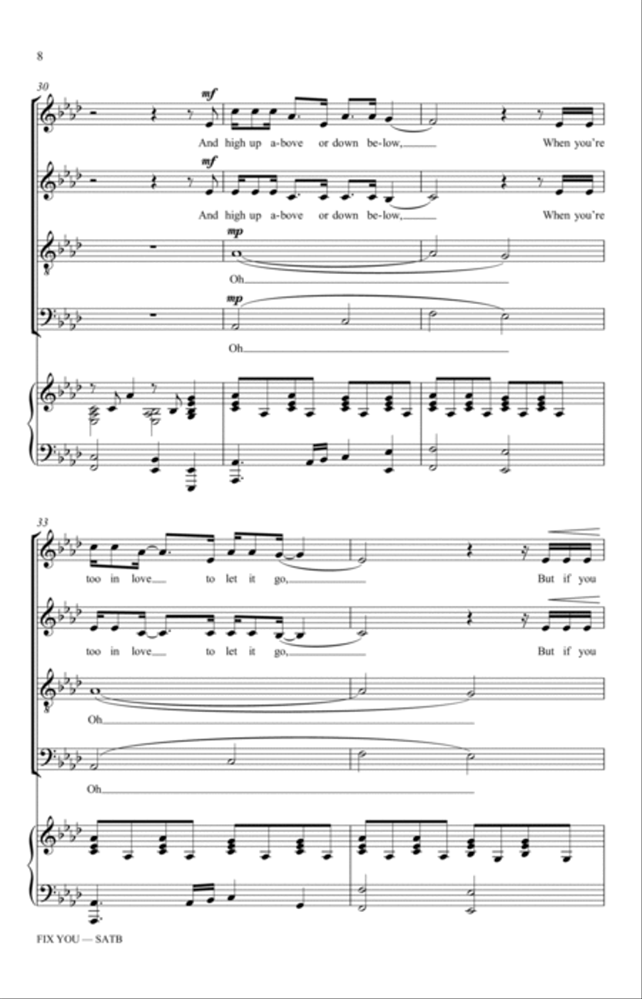 Fix You (arr. George Chung) 4-Part scores gallery preview page 6