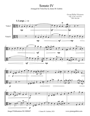 Telemann: Sonata Op. 2 No. 4 for Viola Duo