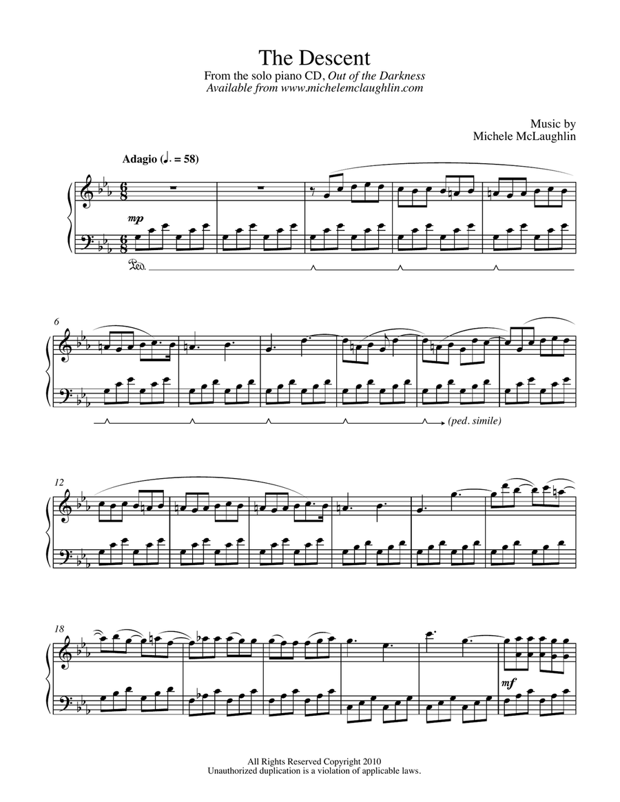 The Descent Piano Solo scores gallery preview page 1