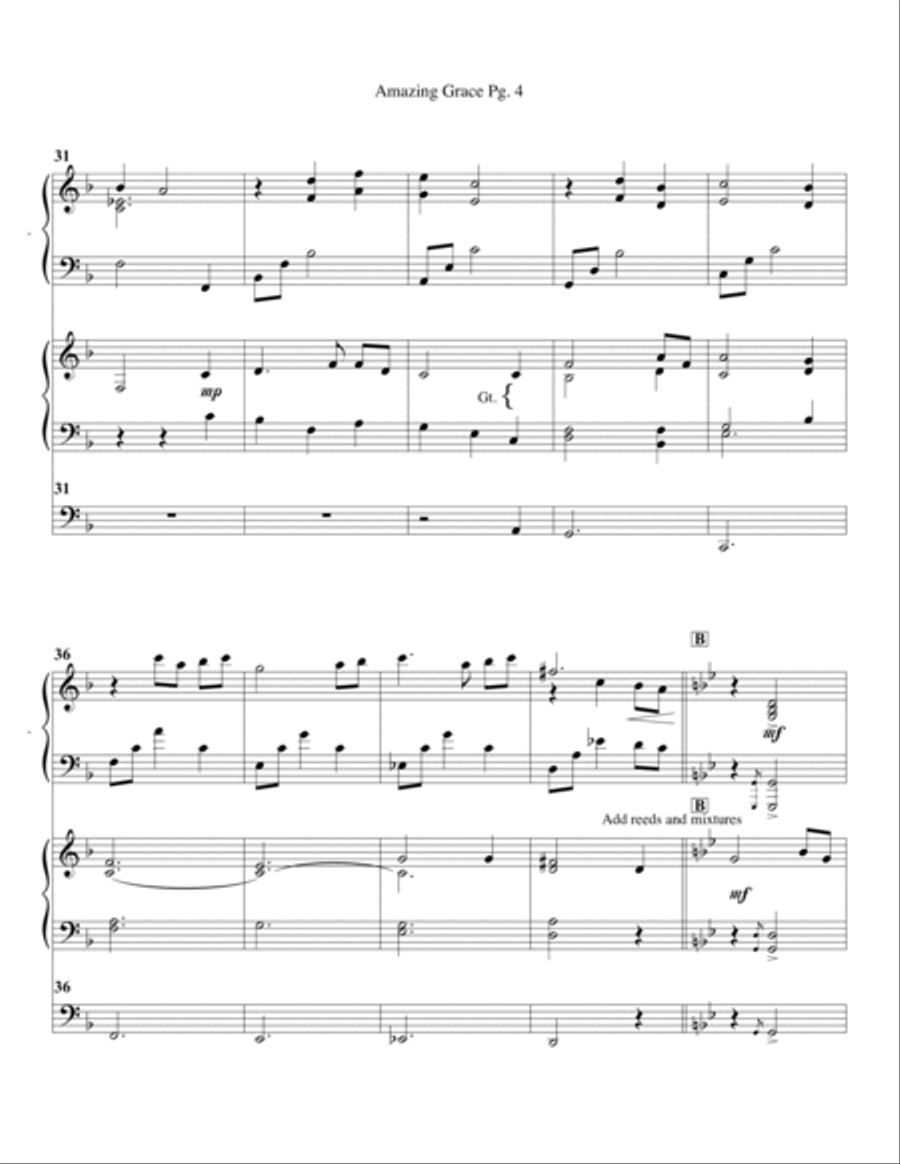 Amazing Grace--Piano/Organ Duet.pdf Piano scores gallery preview page 5