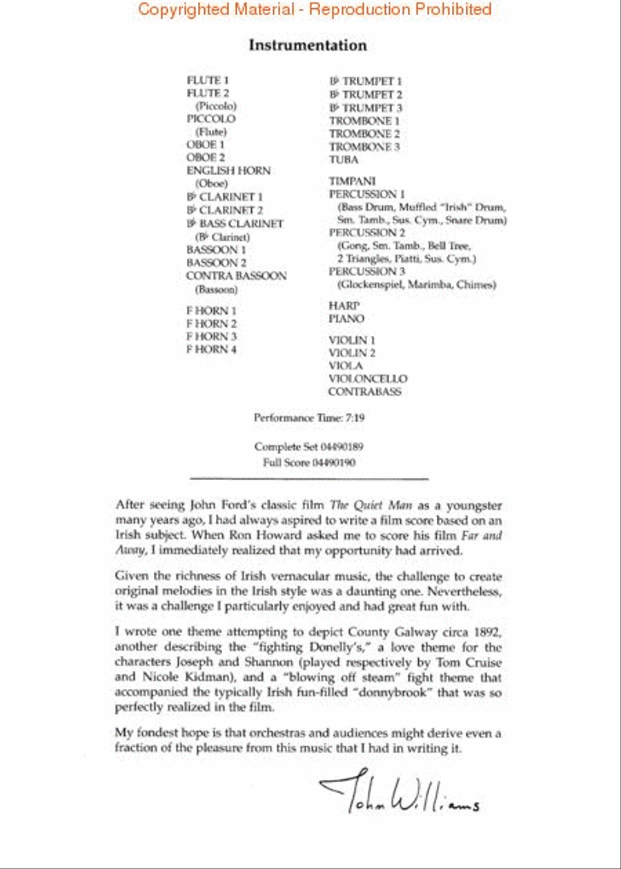 Suite from Far and Away Full Orchestra scores gallery preview page 2