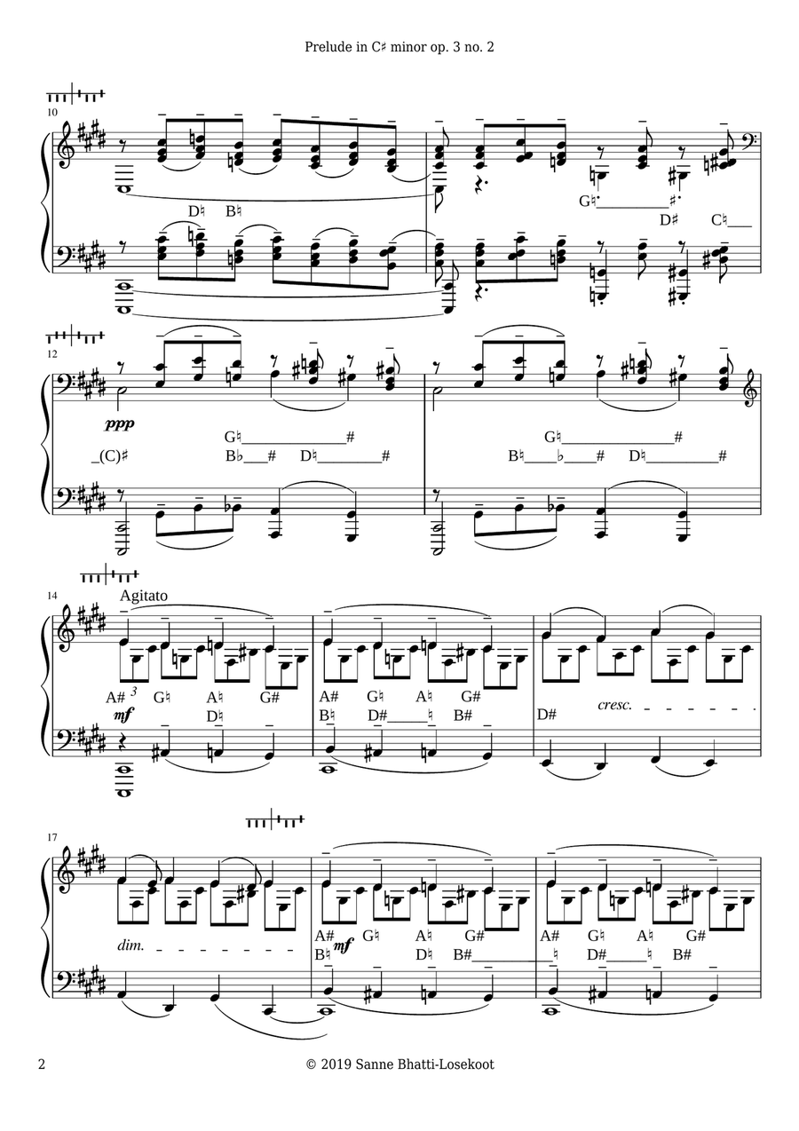 Prelude in C sharp minor Harp scores gallery preview page 4