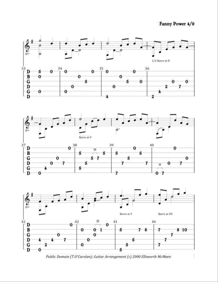 Fanny Power (For Fingerstyle Guitar Tuned Open G) Acoustic Guitar scores gallery preview page 4