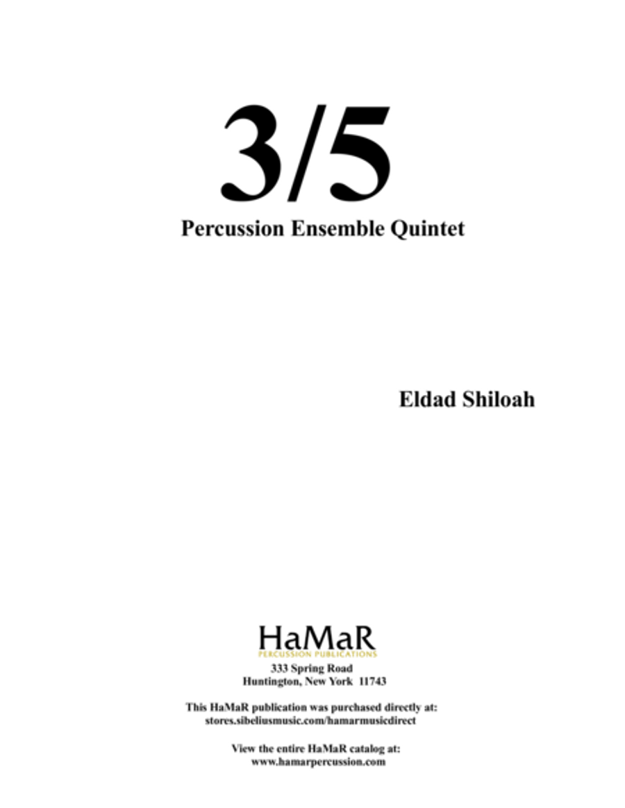 3/5 Percussion Quintet 3/5 Percussion Quintet Percussion scores gallery preview page 1